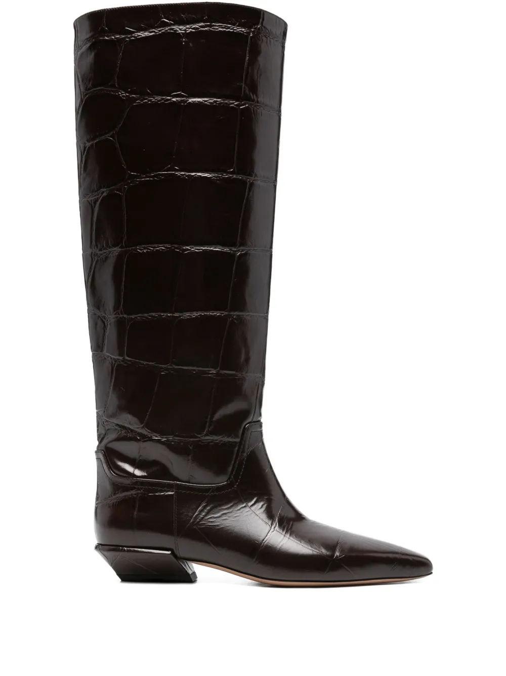 Paris Texas 30mm crocodile-effect pointed-toe boots Brown
