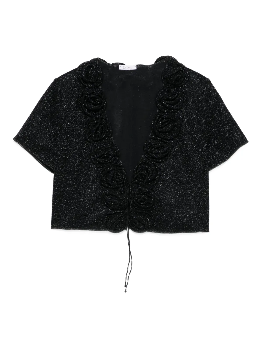 Oséree Top met glitter en roos Zwart