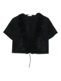 Oséree rose-embellished glitter-detail top - Black