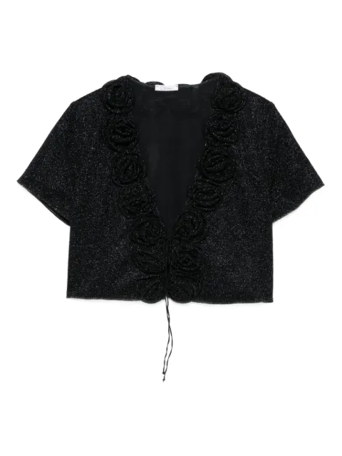 Oséree rose-embellished glitter-detail top