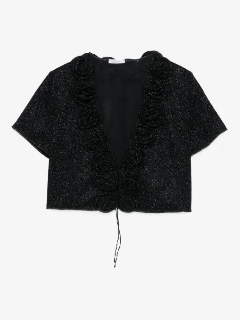 Oséree rose-embellished glitter-detail top