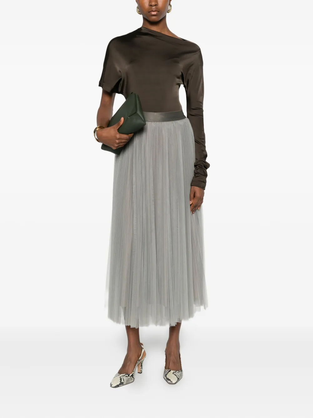 Forte Forte pleated midi skirt - Grijs