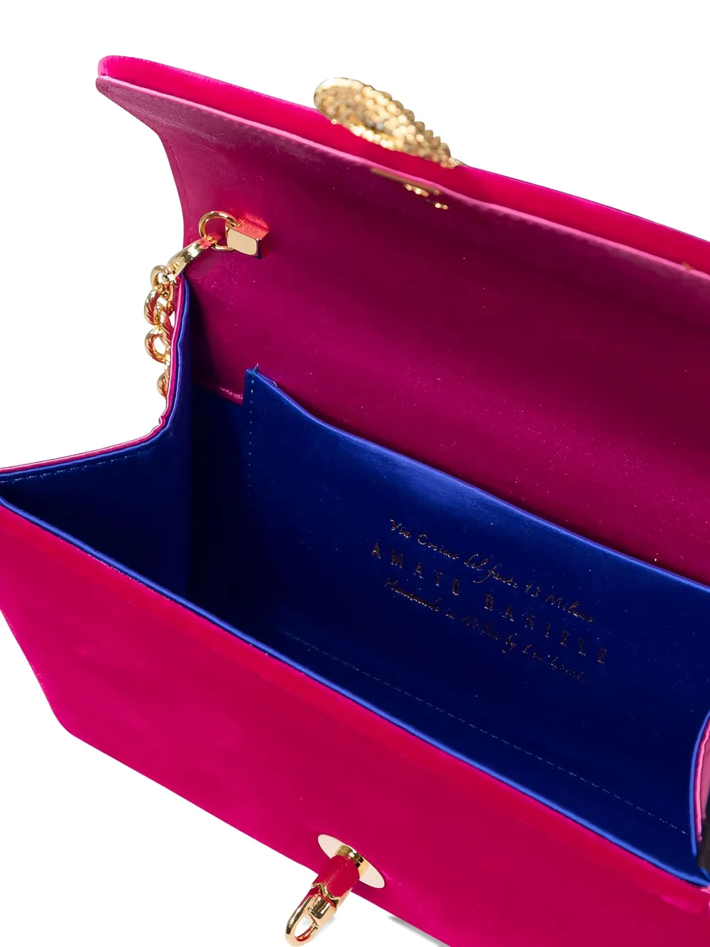 Amato Daniele Velvet Embellished-clasp Shoulder Bag In Pink