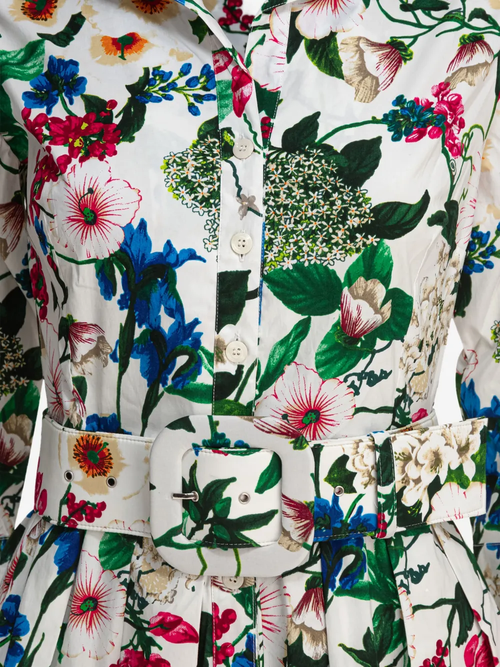 Samantha Sung Audrey blousejurk met bloemenprint en ceintuur Wit