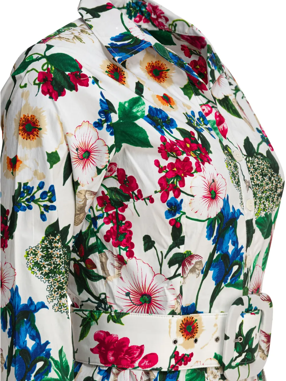 Samantha Sung Audrey blousejurk met bloemenprint en ceintuur Wit