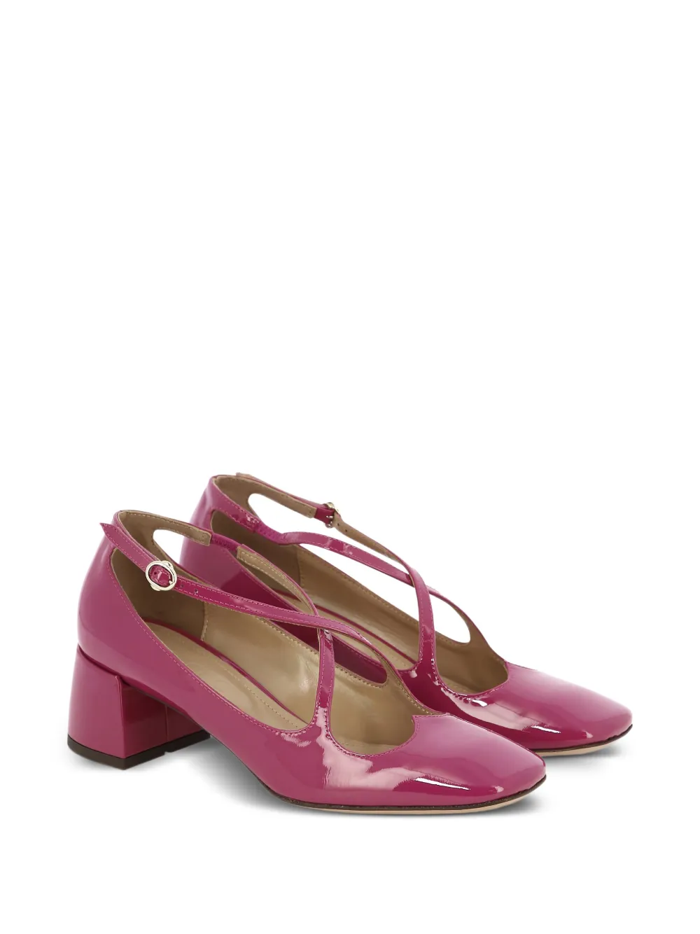 A.Bocca 50mm Two For Love leather cross-strap pumps Pink