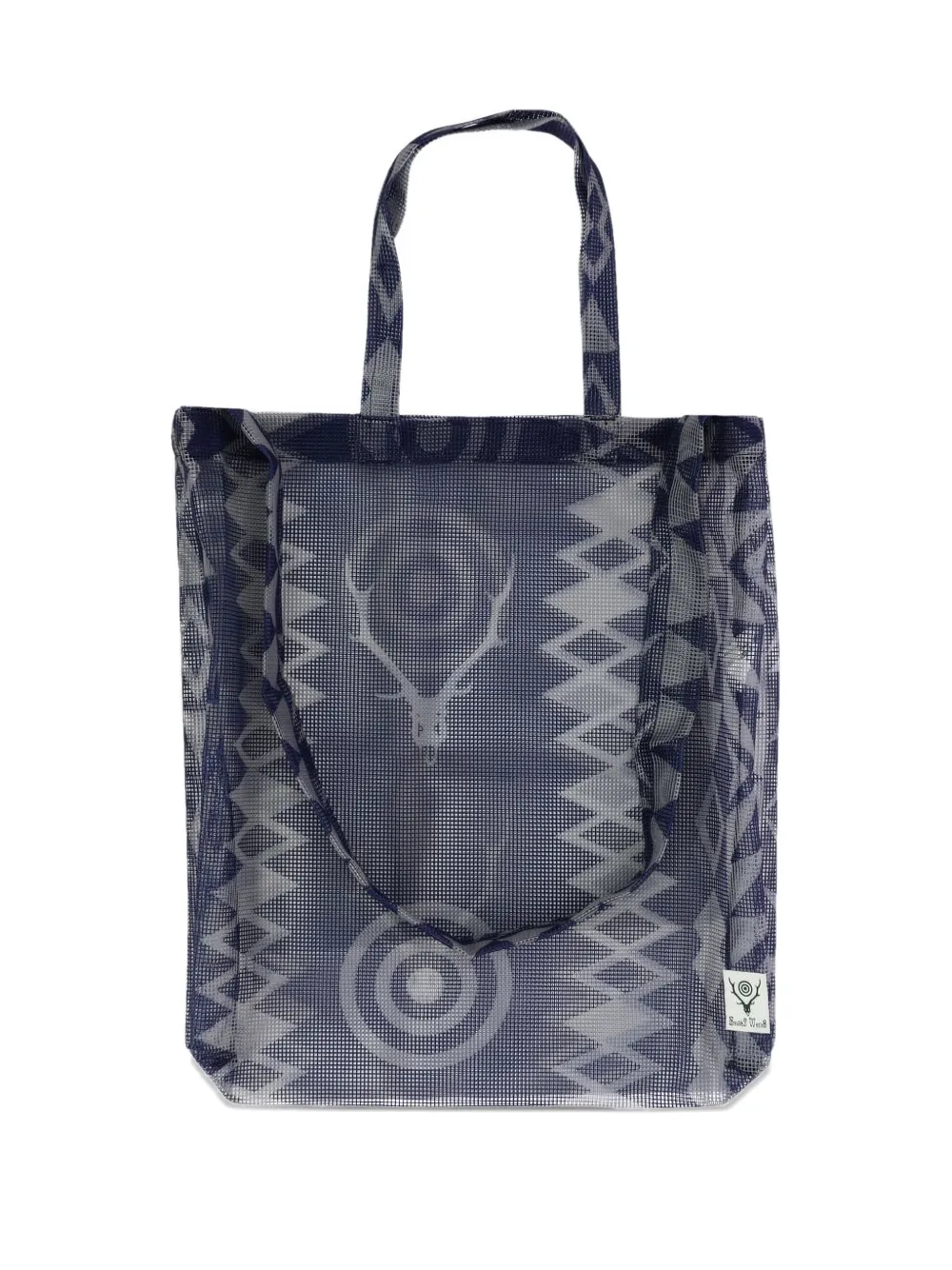 abstract-print mesh shoulder bag