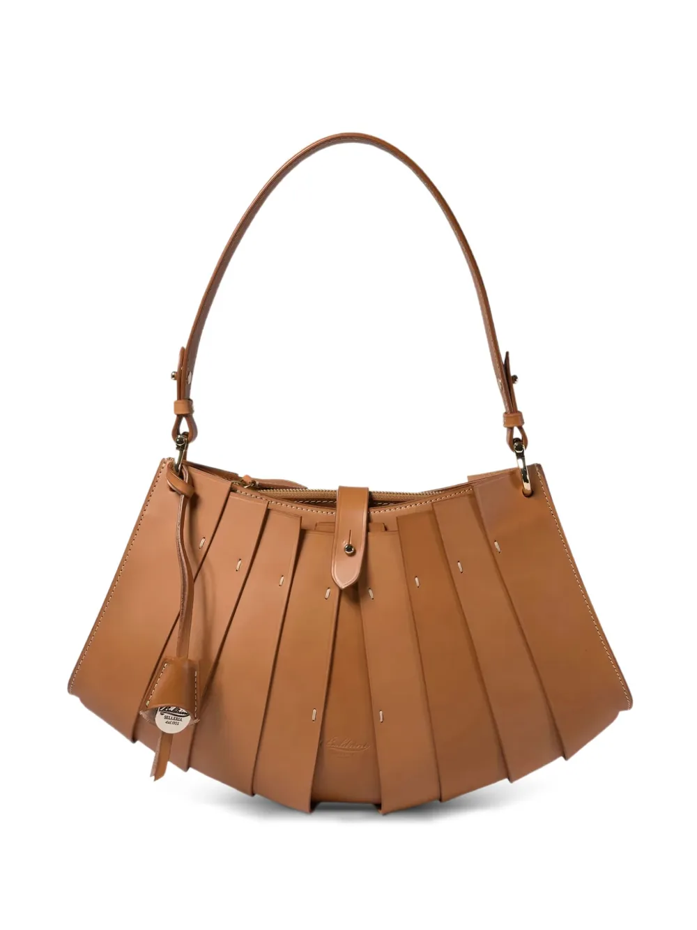 pleated leather shoulder bag