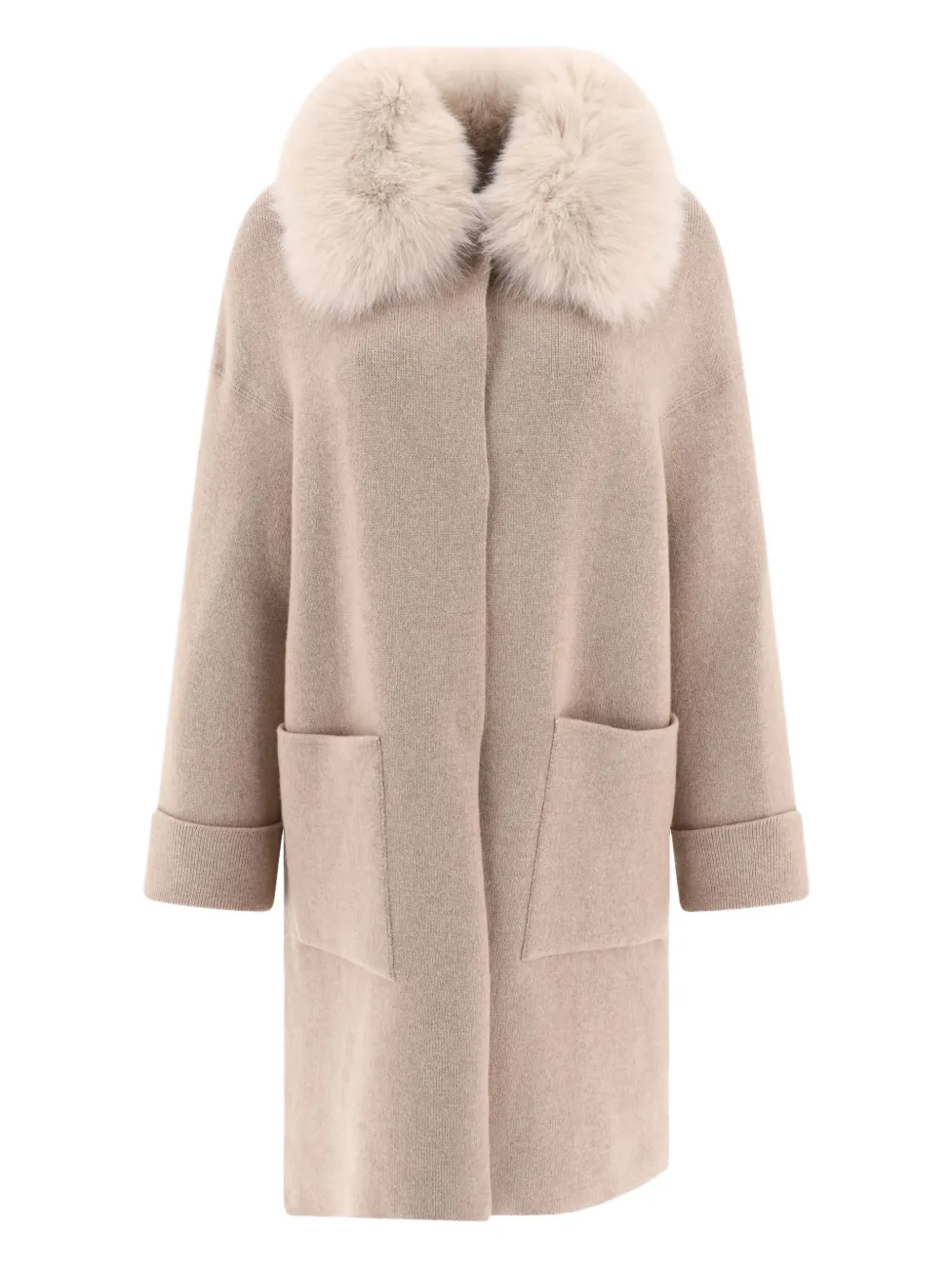 faux-fur collar patch-pocket coat