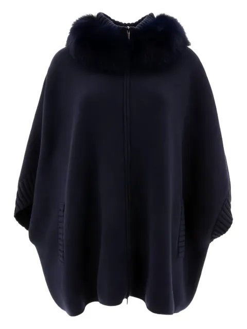 GIOVI fur-trimmed zip-front cape