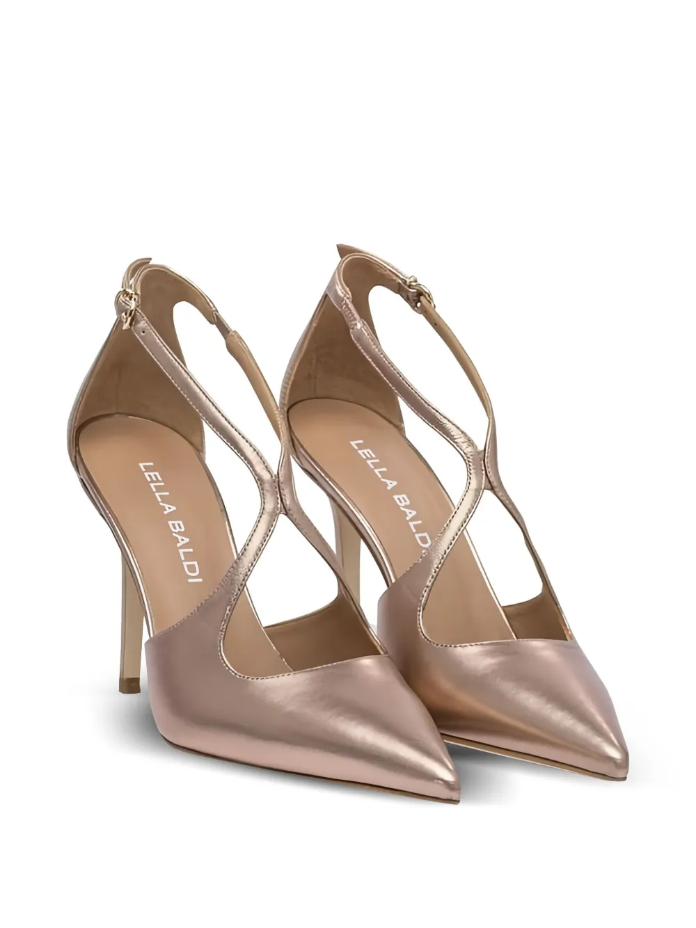 Lella Baldi 100mm ankle-strap pointed-toe pumps Pink