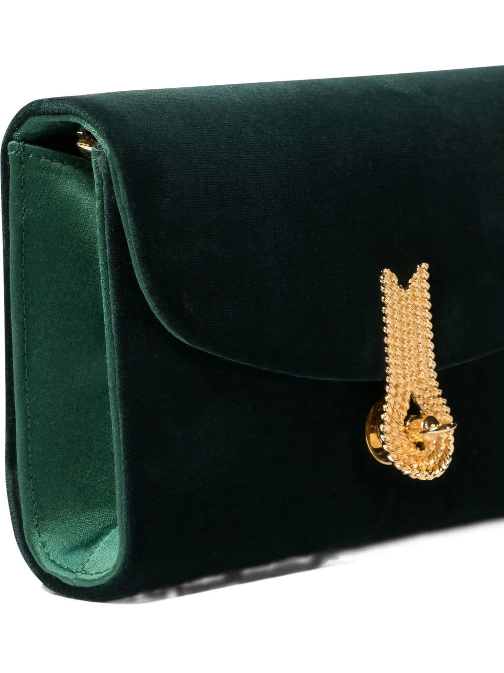 Amato Daniele Embellished-clasp Velvet Clutch Bag In Green