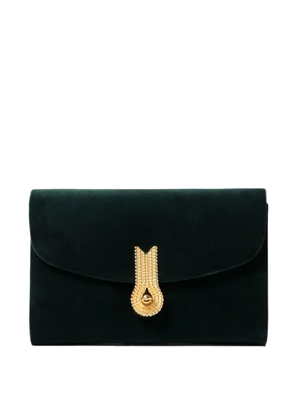Amato Daniele Embellished-clasp Velvet Clutch Bag In Green