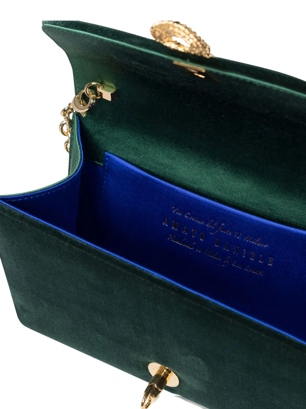 Amato Daniele Embellished-clasp Velvet Clutch Bag In Green