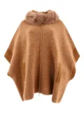 GIOVI fur-trimmed wool cape - Brown