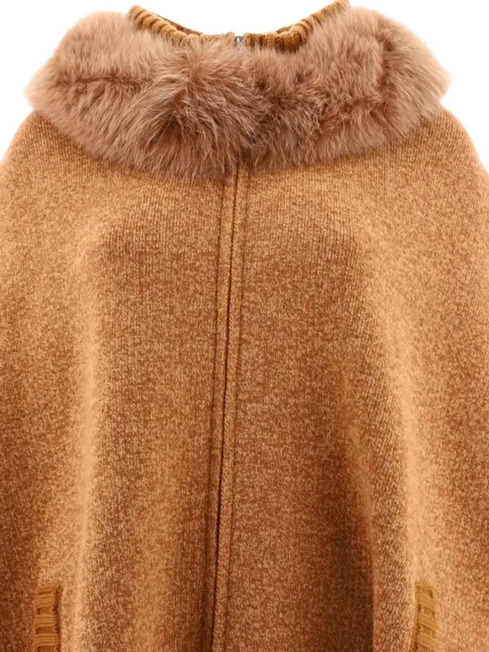 GIOVI fur-trimmed wool cape Bruin