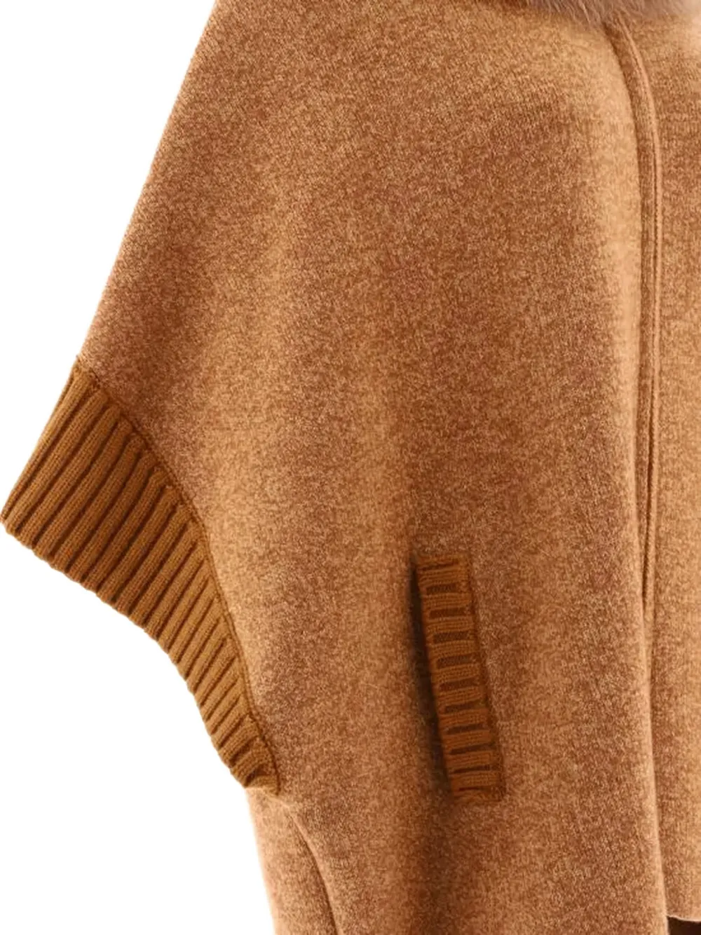 GIOVI fur-trimmed wool cape Bruin