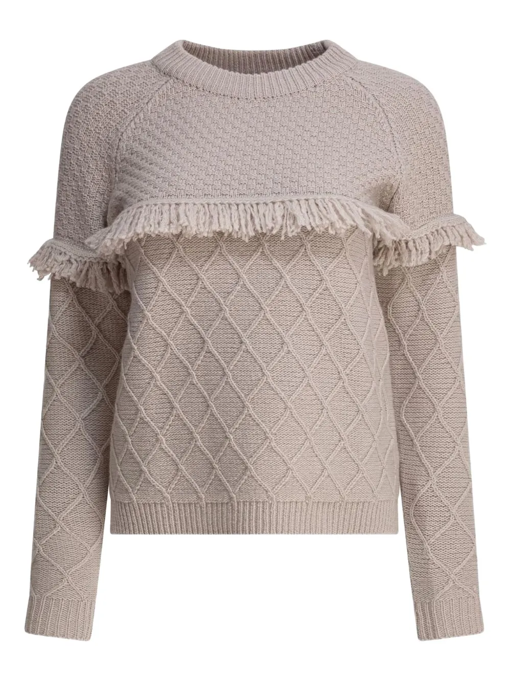 RAKKI cable-knit fringe sweater | Neutrals | Image 1