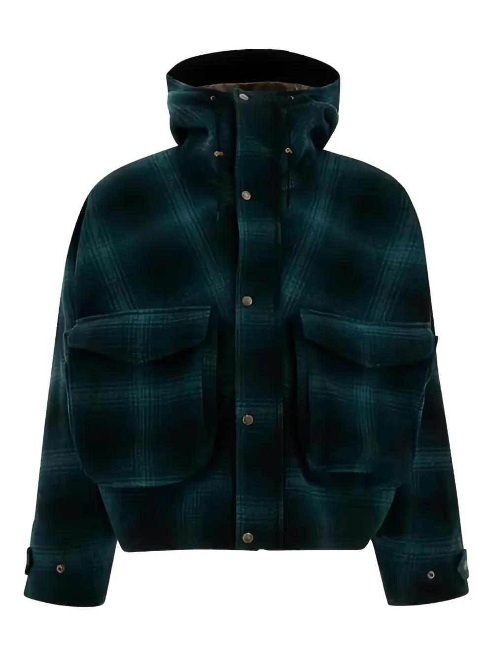 SOUTH2 WEST8 plaid wool hooded jacket | Blue | Image 1