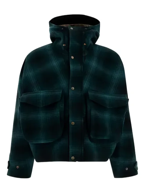 SOUTH2 WEST8 plaid wool hooded jacket