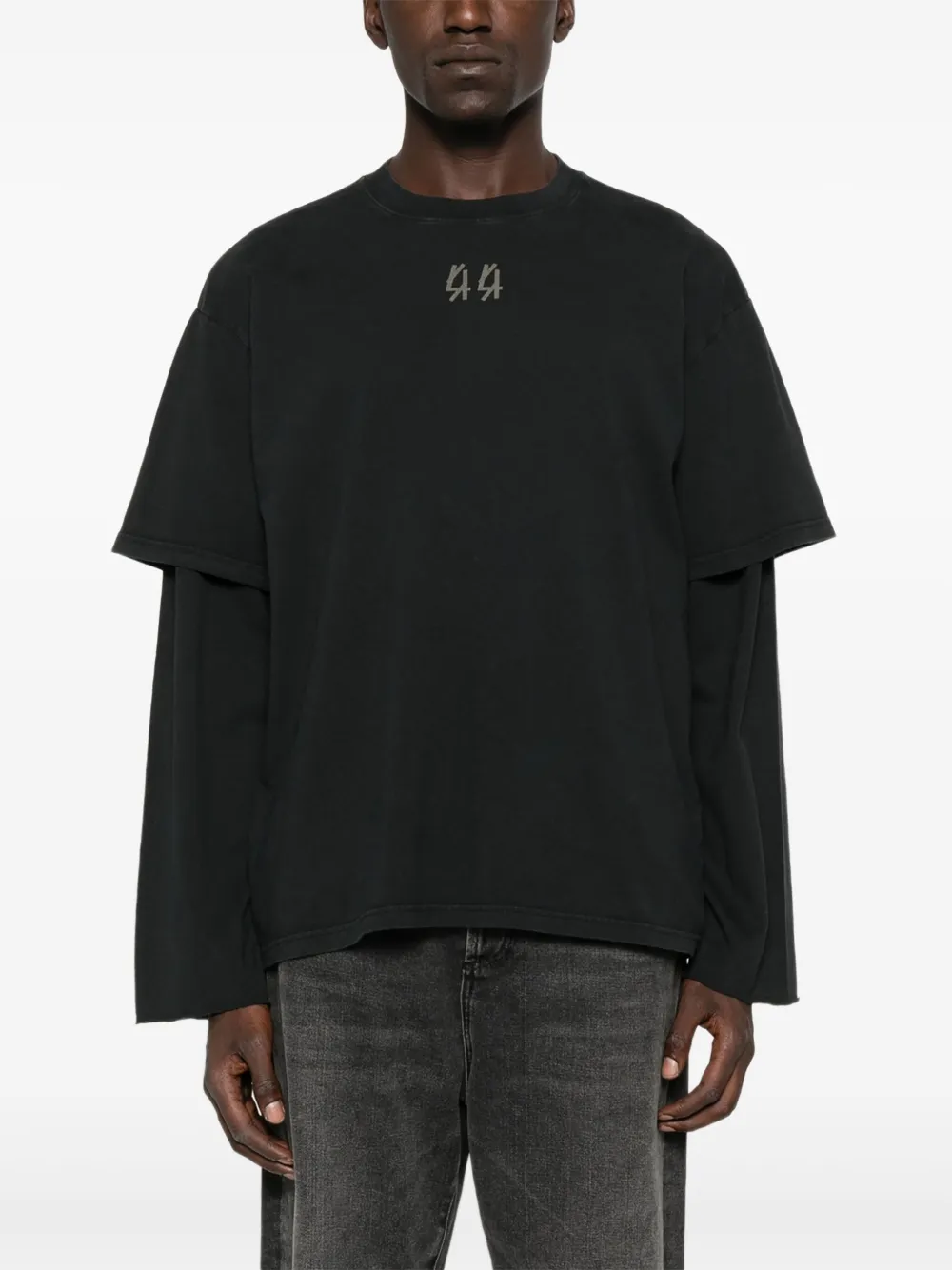 44 LABEL GROUP T-shirt met logodetail Zwart