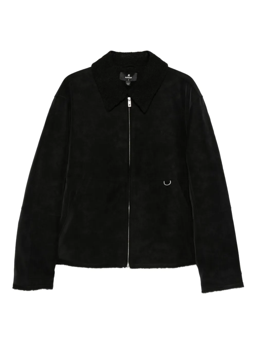 Represent shearling-collar zip-up jacket | Black | Image 1