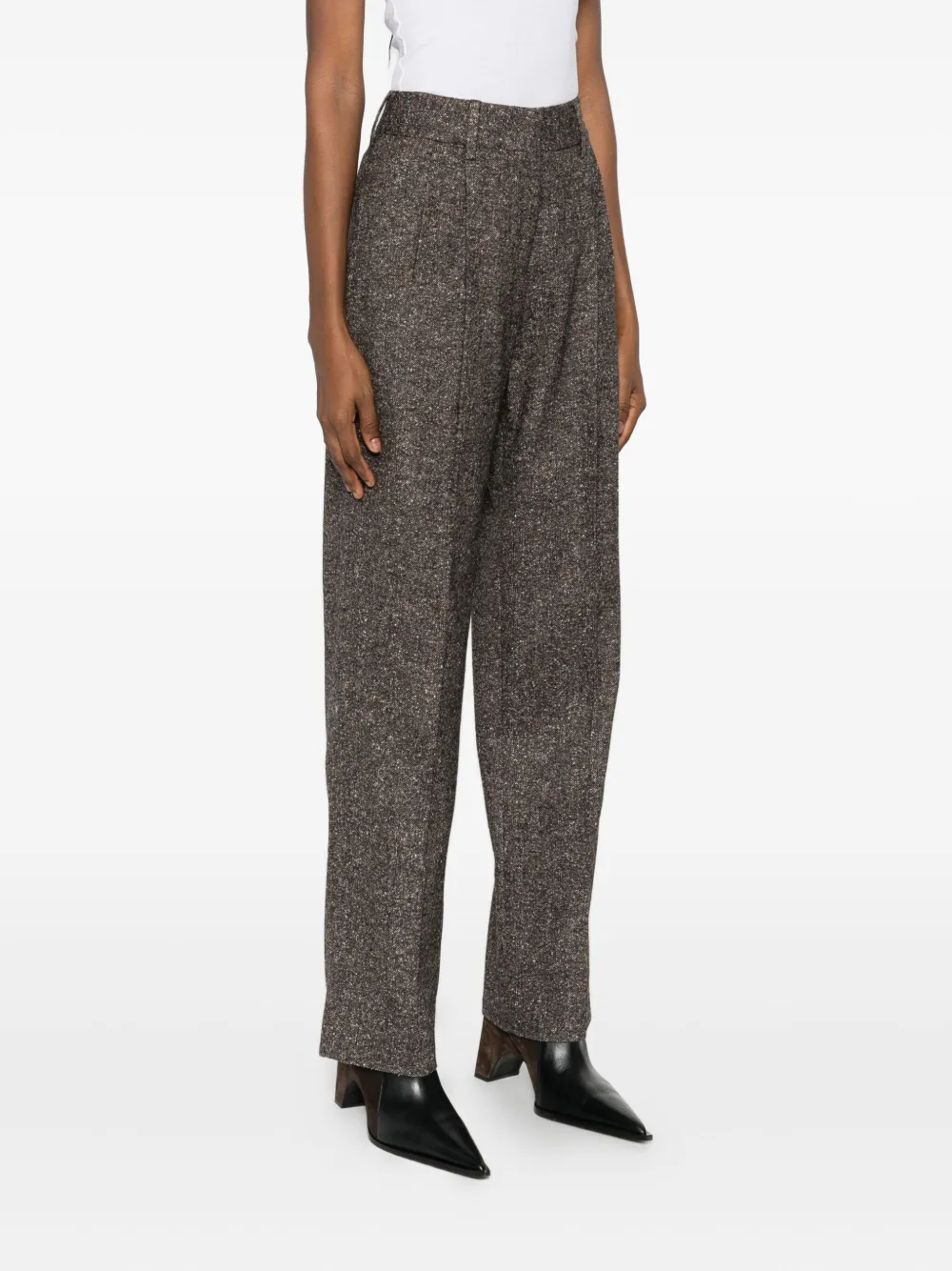 Blazé Milano Mélange-effect Trousers In Brown