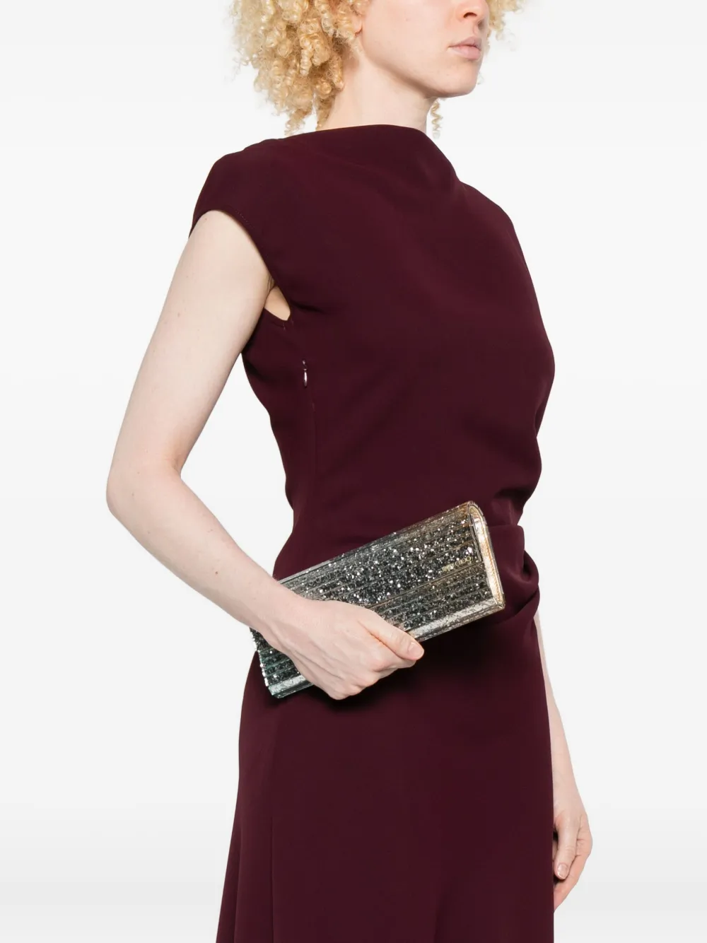 Jimmy Choo glitter rectangular clutch - Beige