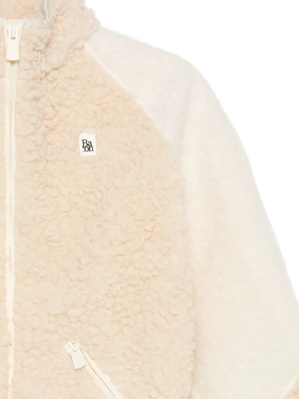 Bacon Logo-patch Faux Fur Coat In Neutral