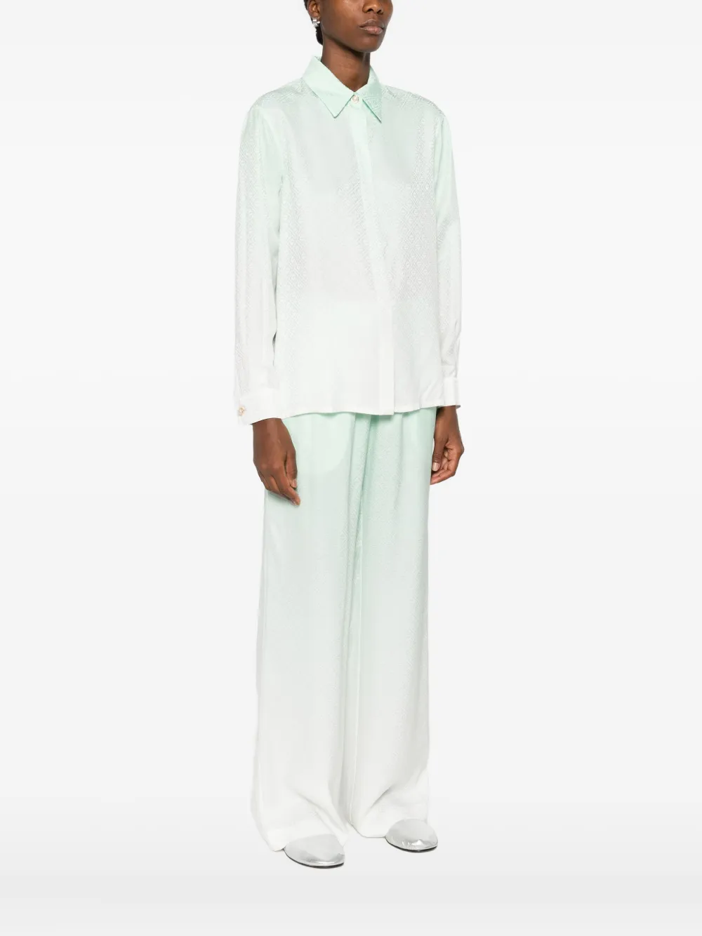 Casablanca Gradient Monogram Long Sleeve Shirt In Green