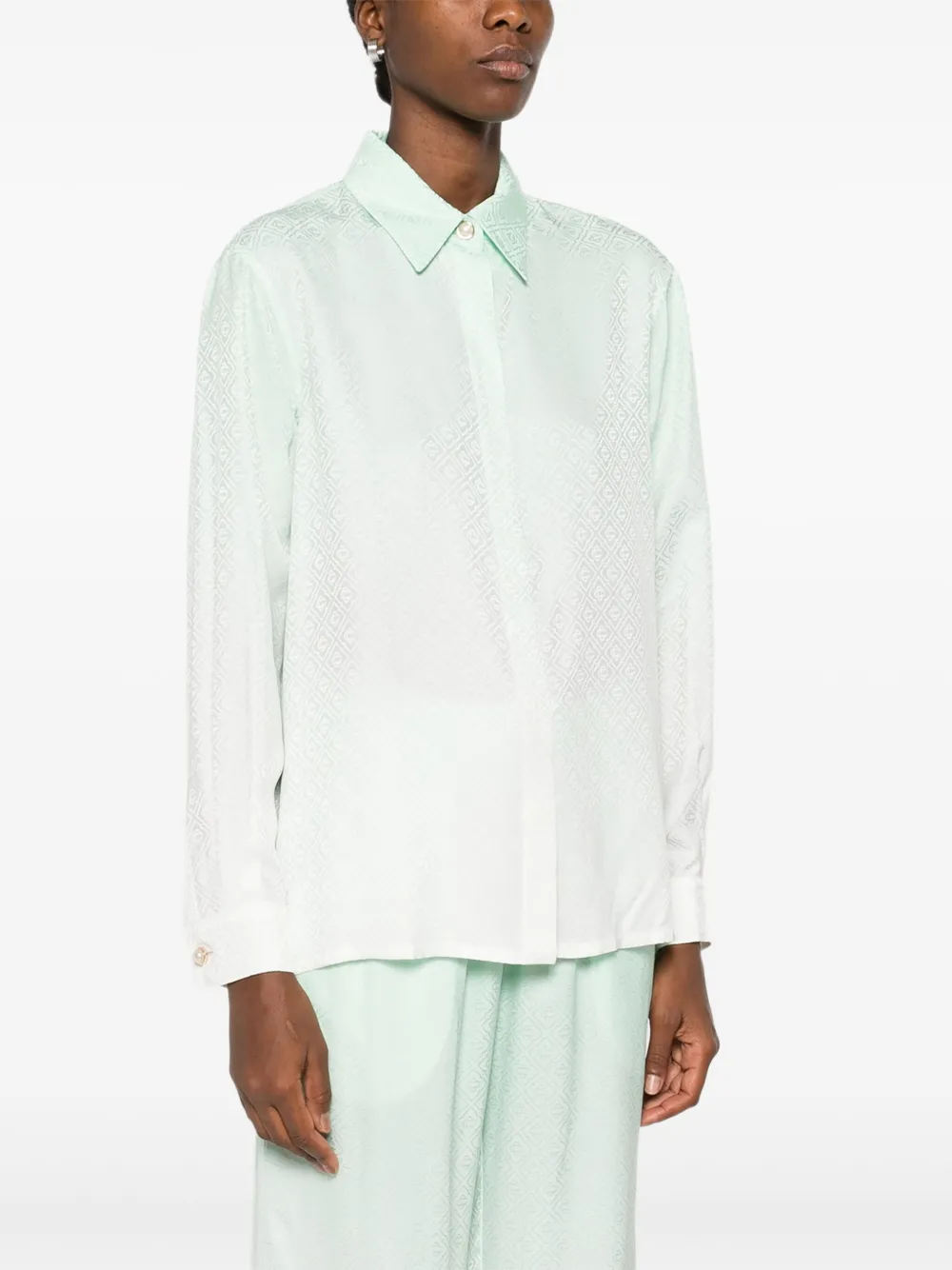 Casablanca Blouse met kleurverloop en textuur Groen