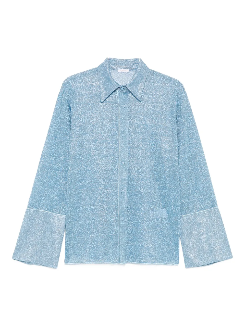 Oseree Glitter-detail Button-up Shirt In Blue