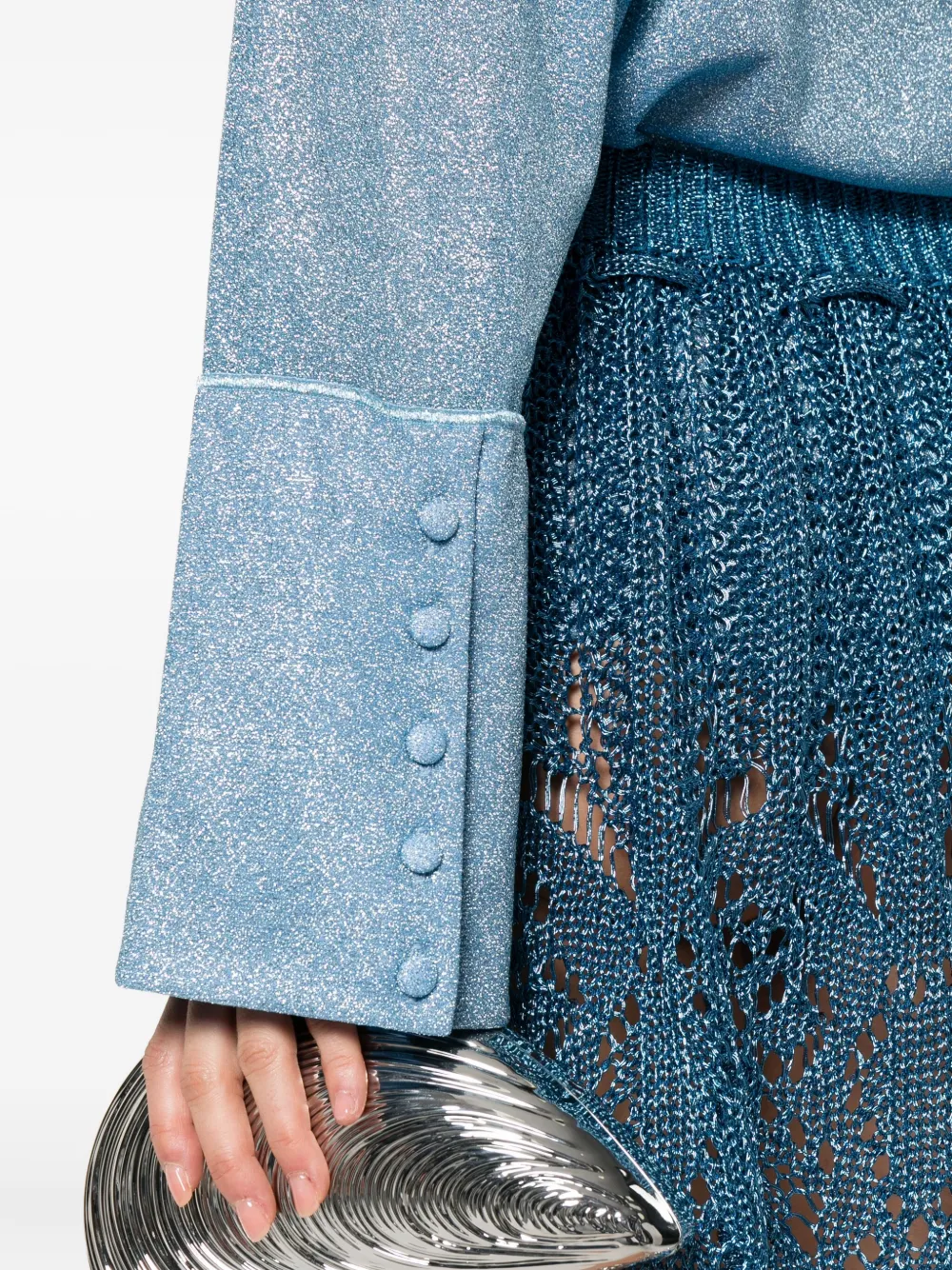 Oséree glitter-detail button-up shirt Blauw