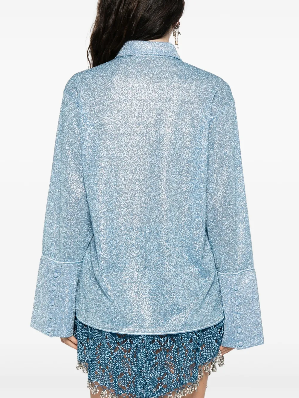 Oséree glitter-detail button-up shirt Blauw