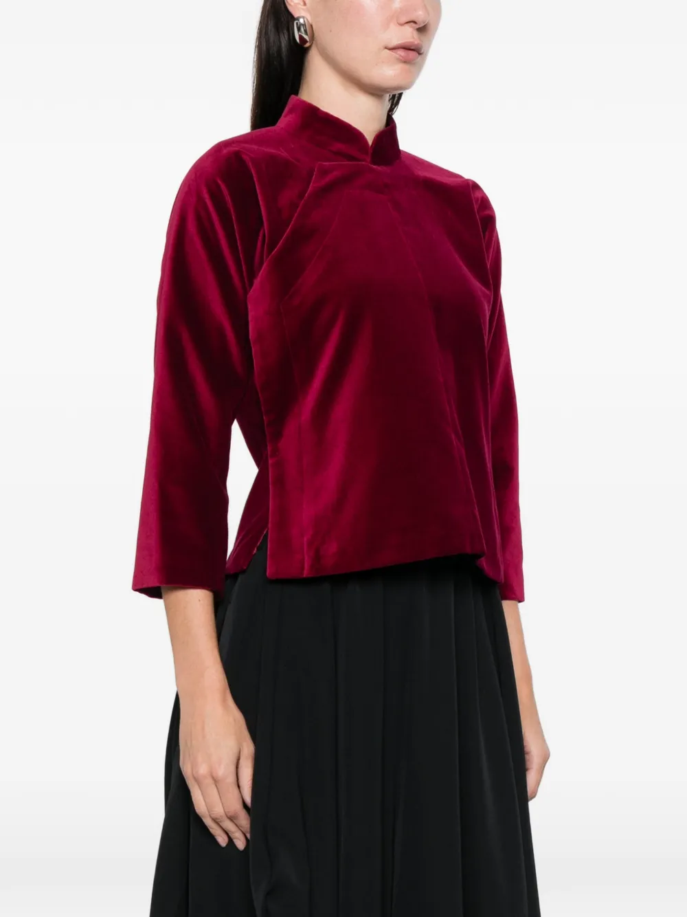 Comme Des Garçons Stand Collar Blouse In Red