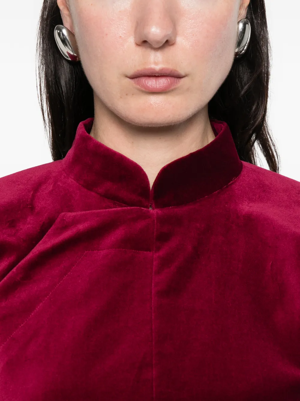 Comme Des Garçons Stand Collar Blouse In Red