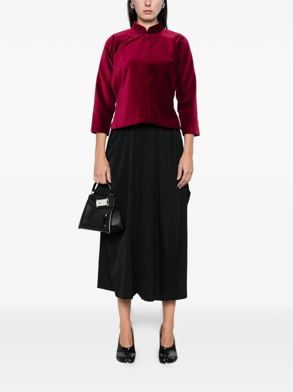 Comme Des Garçons Stand Collar Blouse In Red