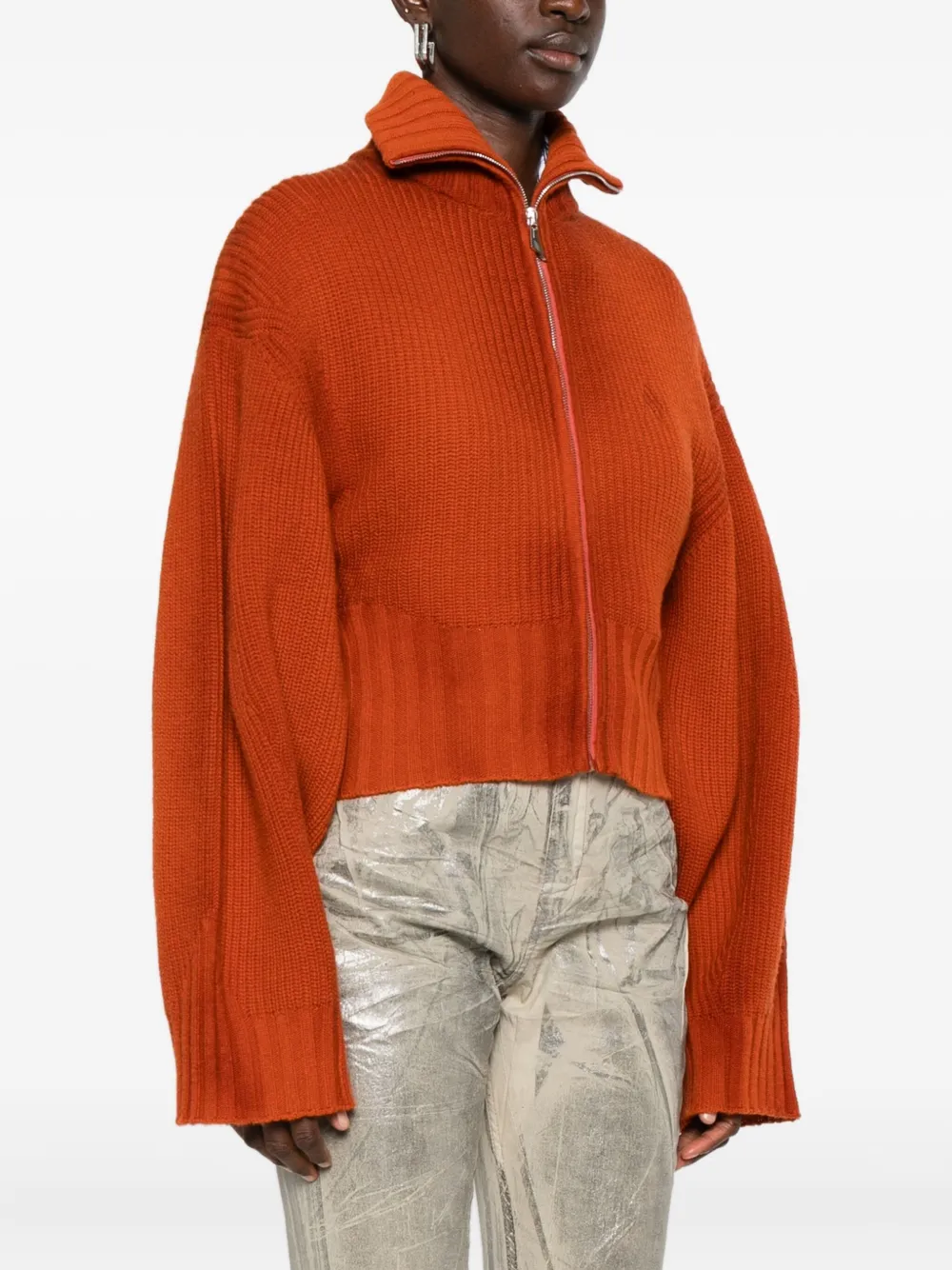 The Attico Geribbeld vest met rits Oranje