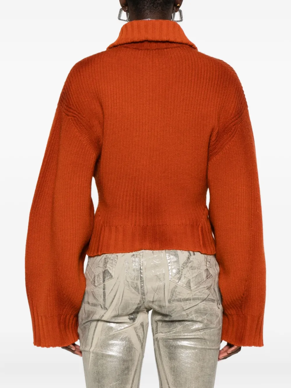 The Attico Geribbeld vest met rits Oranje