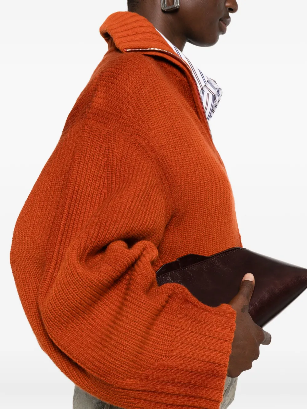 The Attico Geribbeld vest met rits Oranje