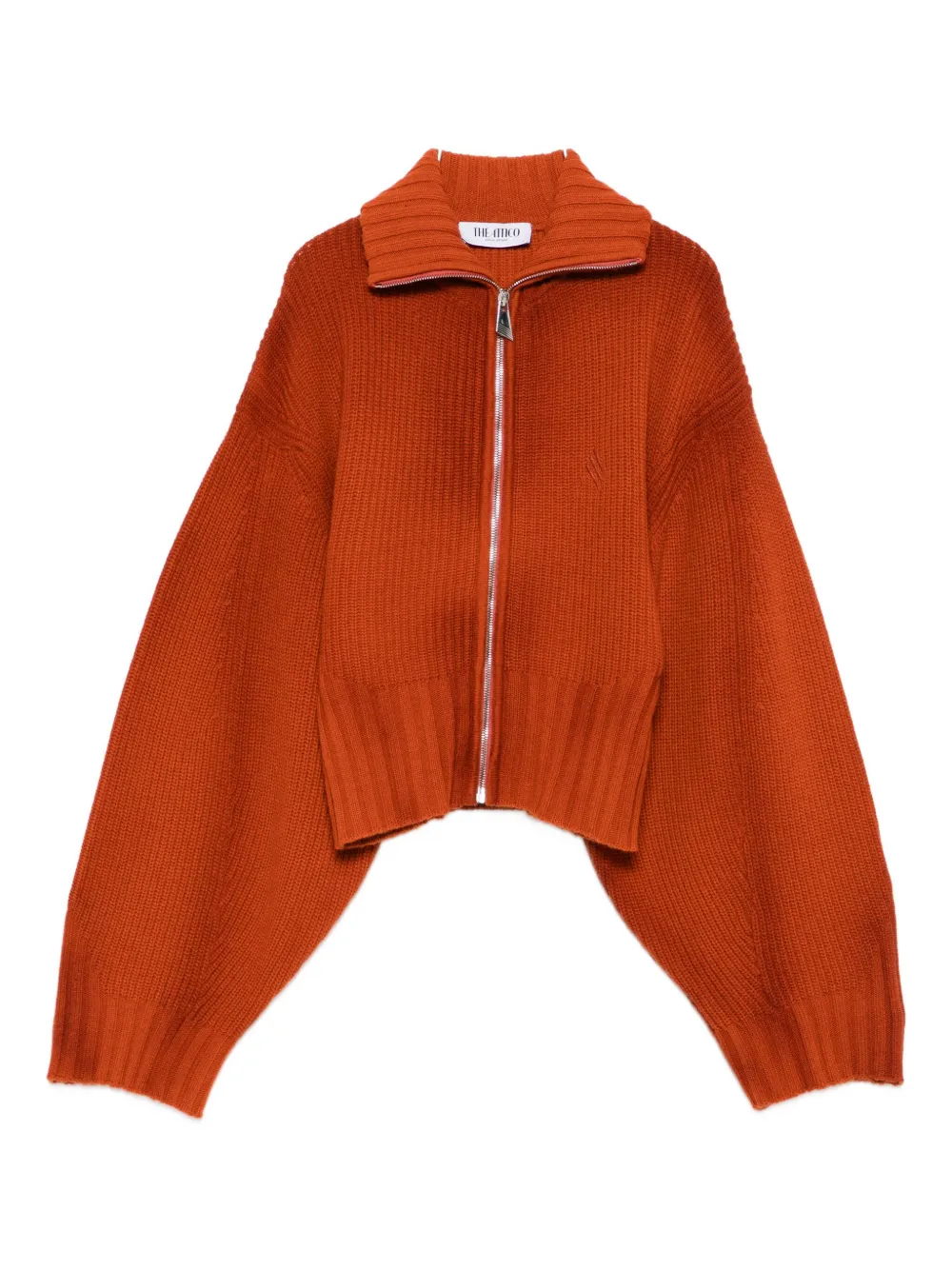 zip-front ribbed cardigan