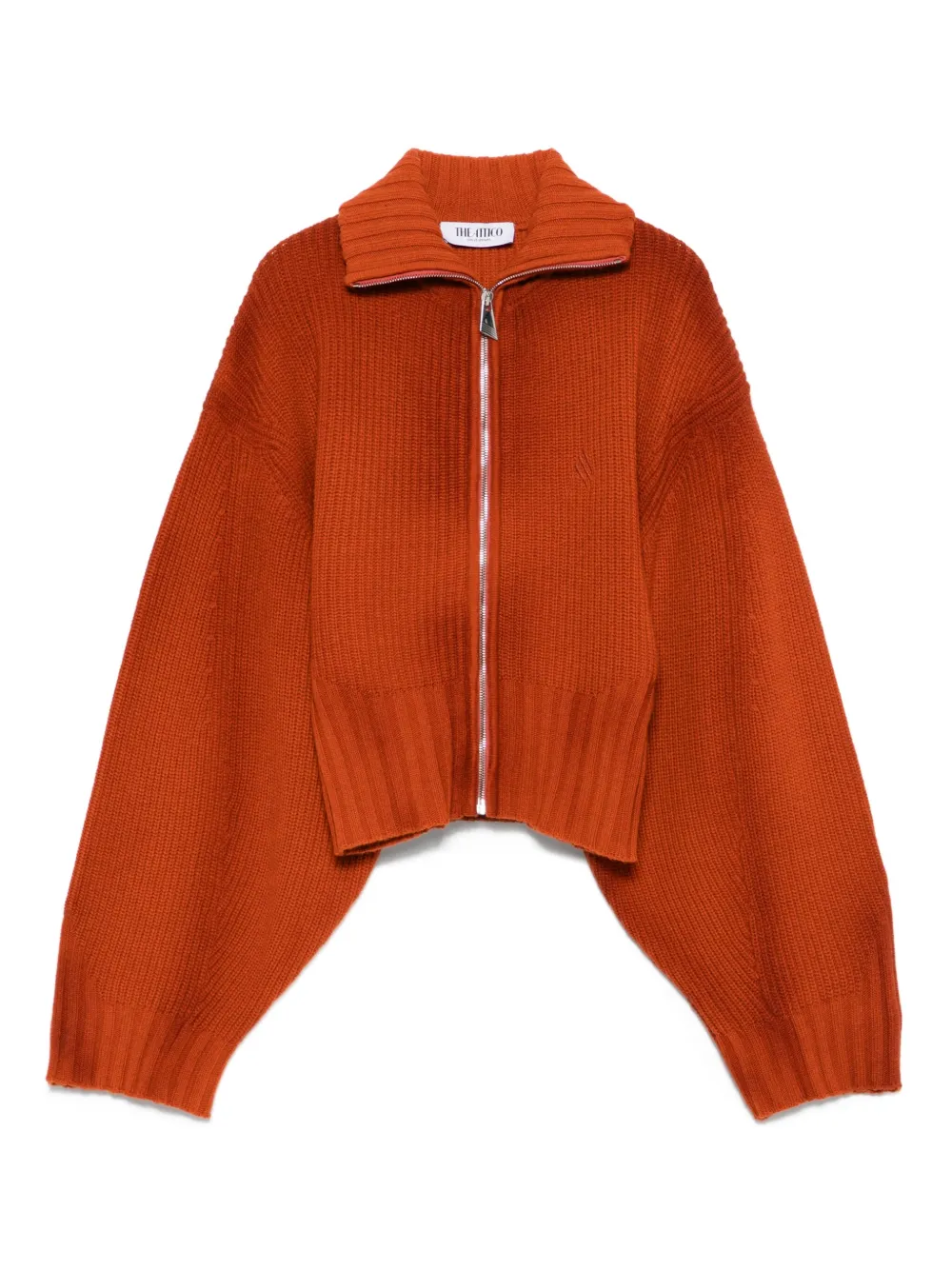 The Attico Geribbeld vest met rits Oranje