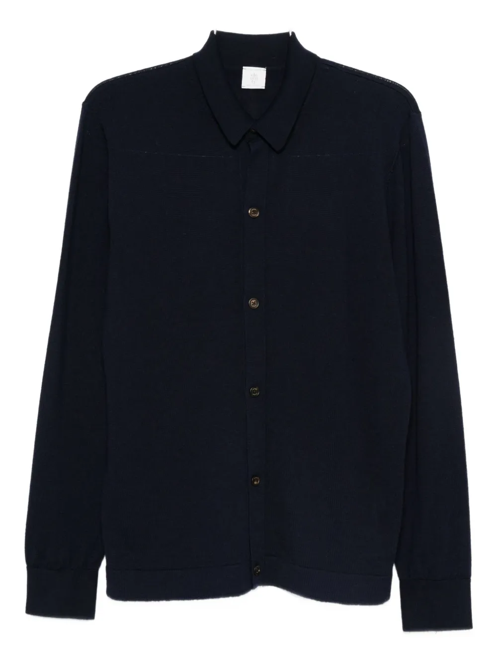 Eleventy button-down wool shirt Blauw