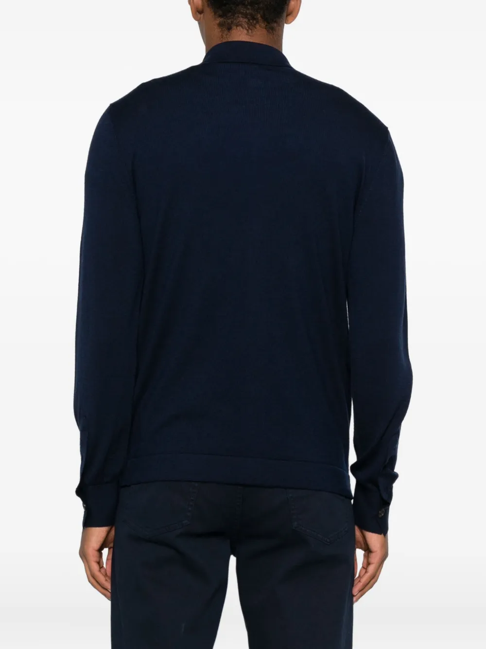 Eleventy button-down wool shirt Blauw