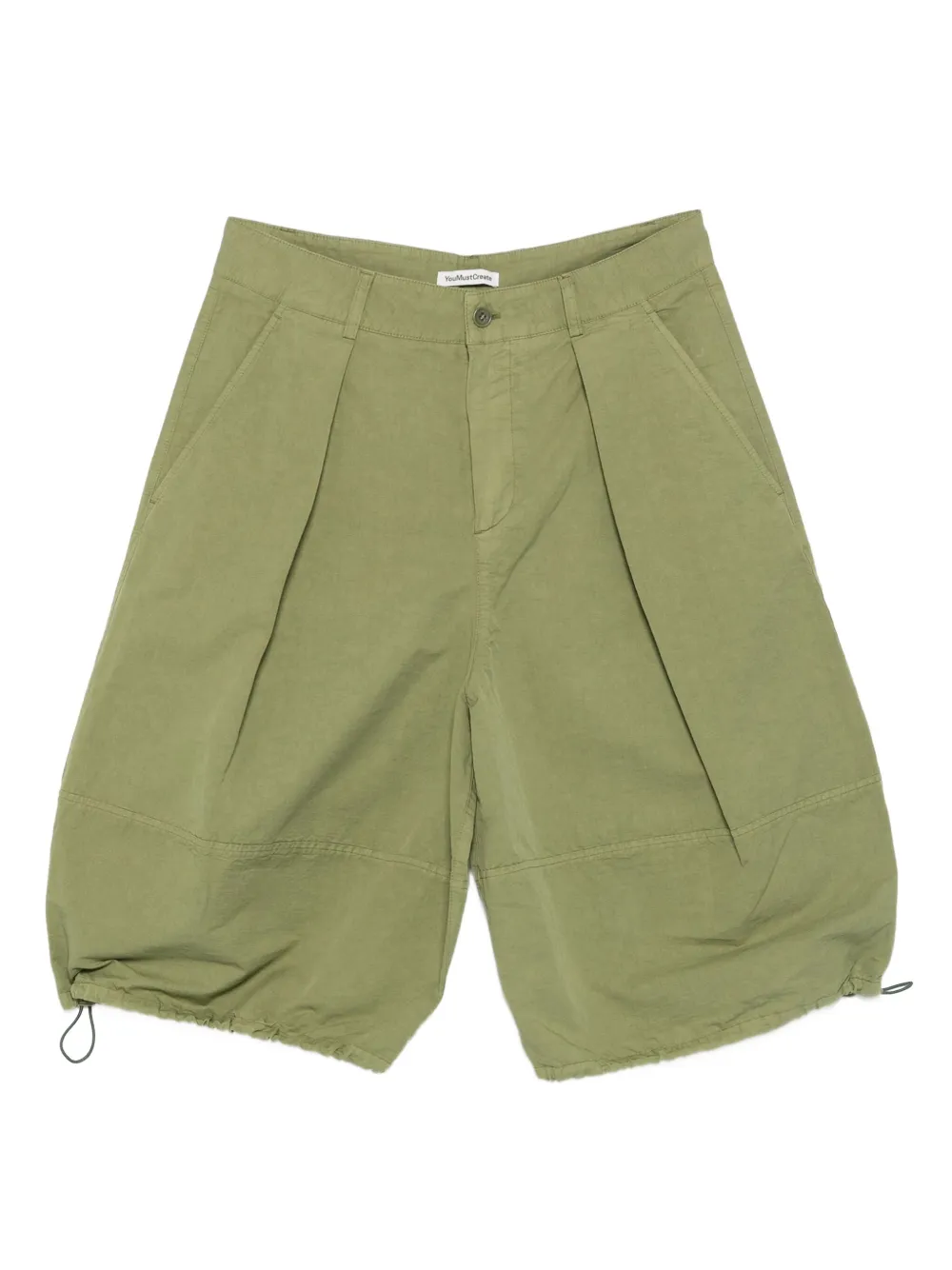 YMC Salba pleated drawstring shorts | Green | Image 1