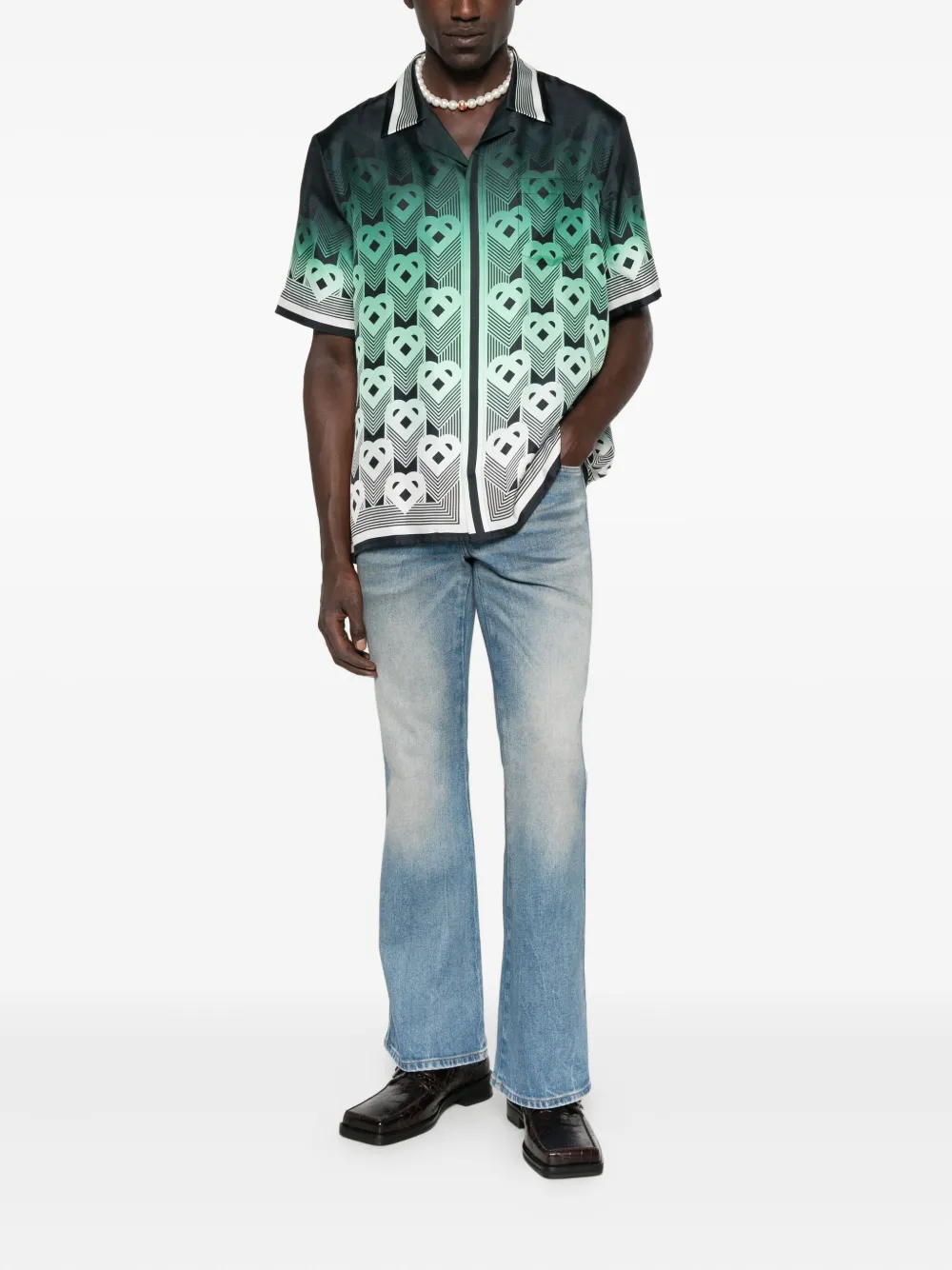 Casablanca geometric-pattern silk shirt - Groen