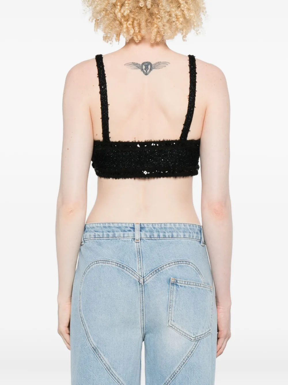 Alessandra Rich Top verfraaid met pailletten en strik Zwart