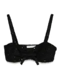 Alessandra Rich sequin-embellished bow top - Black