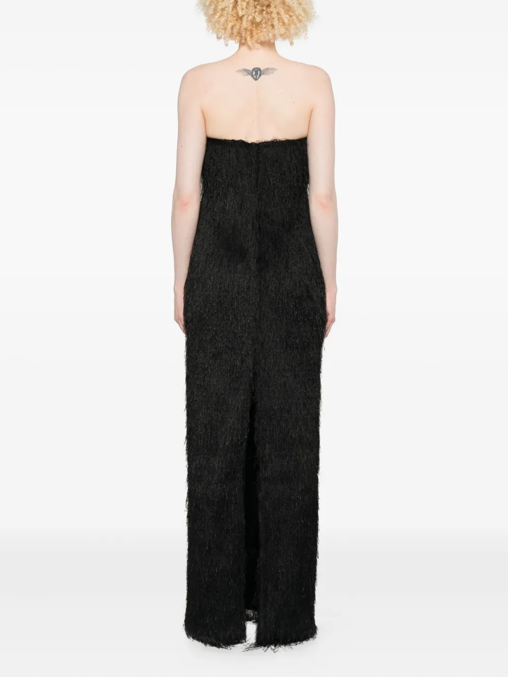Amen Embellished Fringed Maxi Dress In Black