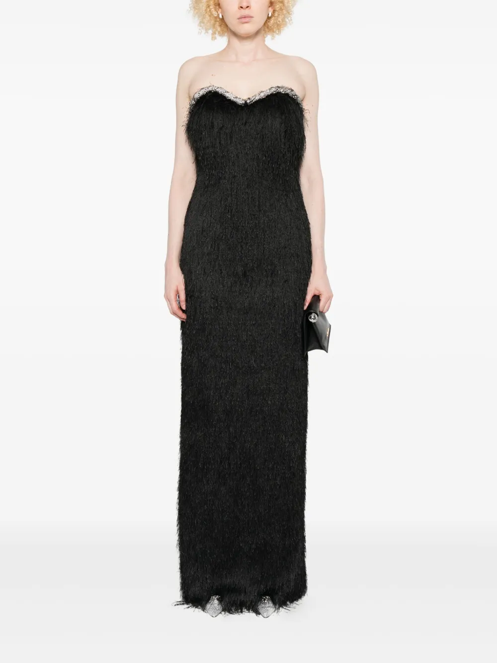 Amen embellished fringed maxi dress - Zwart
